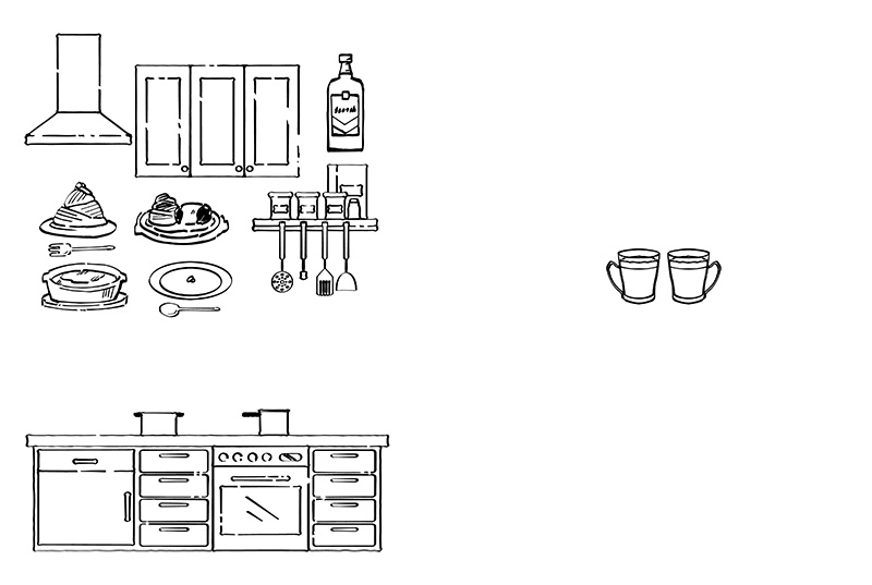 【印刷用】1色刷用手書きイラスト(食べ物)
