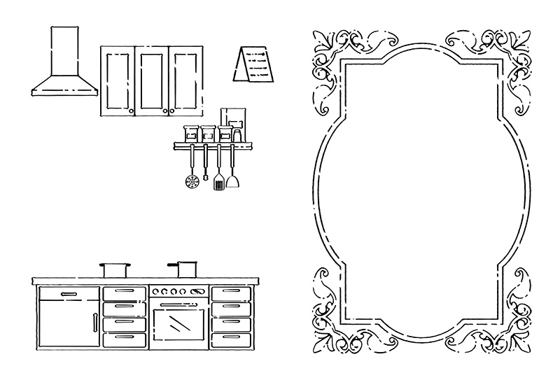 【印刷用】1色刷用手書きイラスト(食べ物)