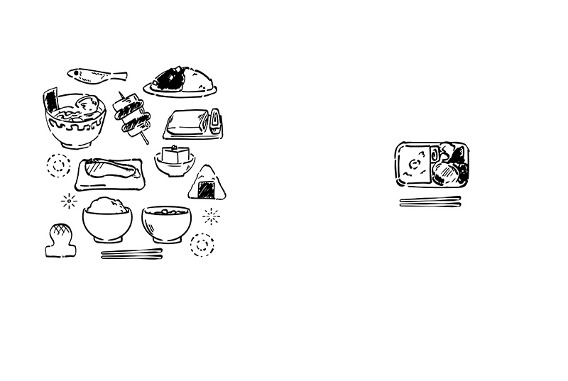 【印刷用】1色刷用手書きイラスト(食べ物)
