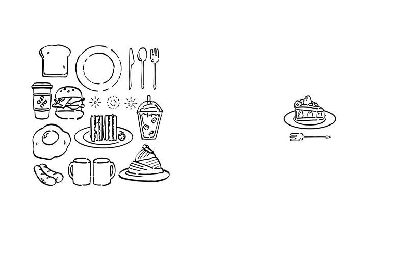 【印刷用】1色刷用手書きイラスト(食べ物)