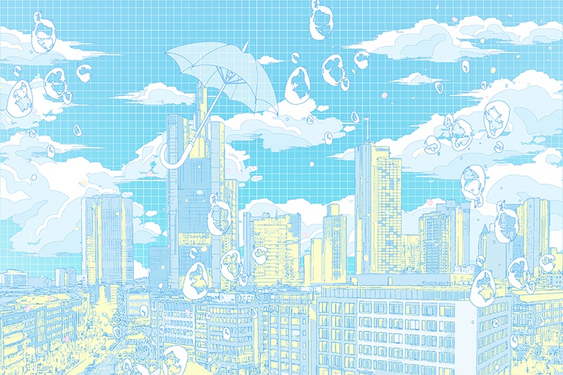 【印刷用】シティ・ポップイラスト素材