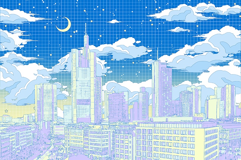 【印刷用】シティ・ポップイラスト素材