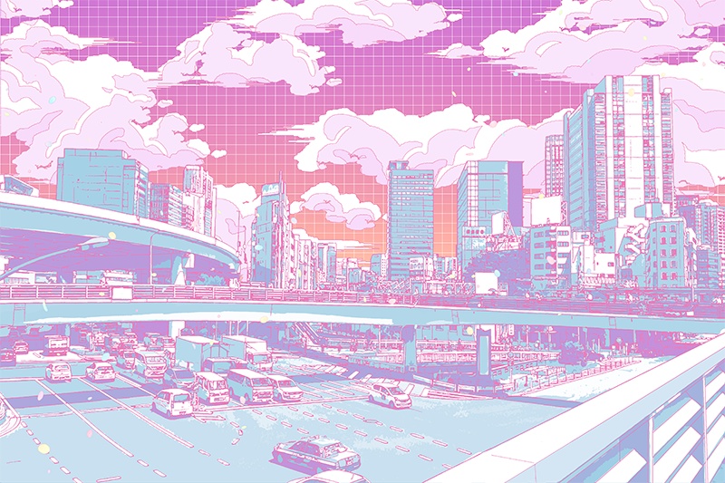 【印刷用】シティ・ポップイラスト素材