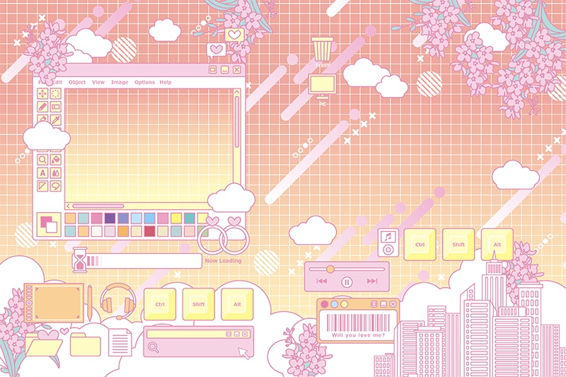 【印刷用】ガーリーポップ素材