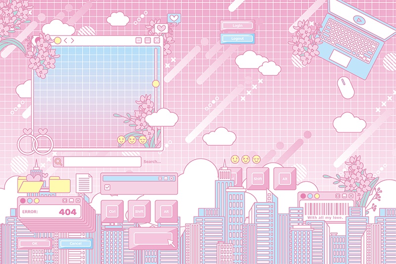 【印刷用】ガーリーポップ素材