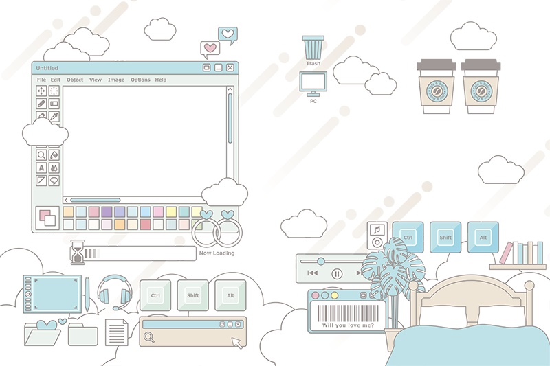 【印刷用】ガーリーポップ素材