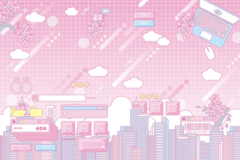 【印刷用】ガーリーポップ素材