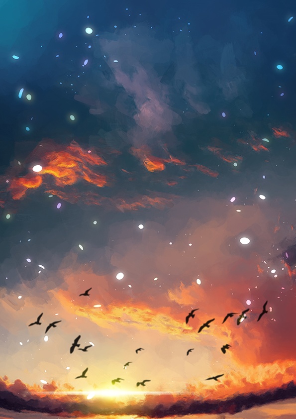 【印刷用】エモい空のイラスト素材