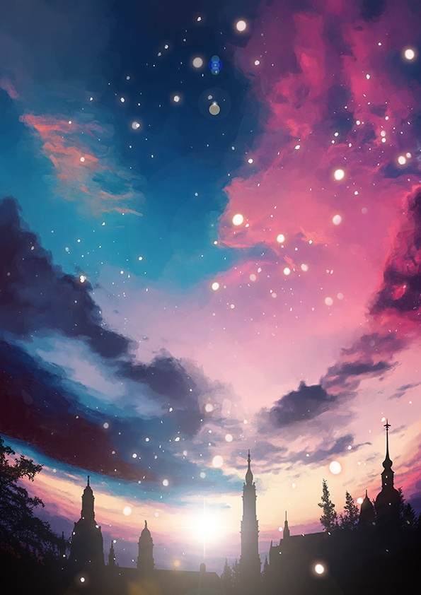 【印刷用】エモい空のイラスト素材