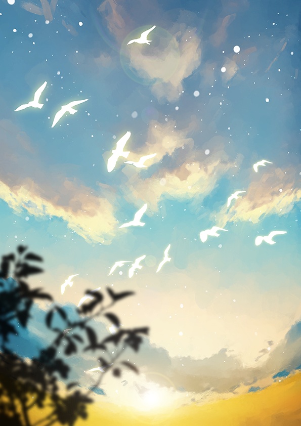 【印刷用】エモい空のイラスト素材