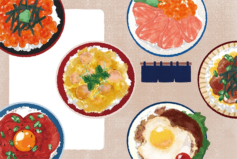 【印刷用】のっけ飯のイラスト素材「同人誌表紙テンプレート素材」