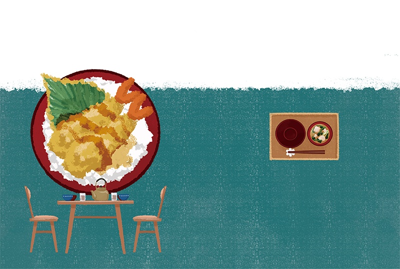 【印刷用】のっけ飯のイラスト素材「同人誌表紙テンプレート素材」