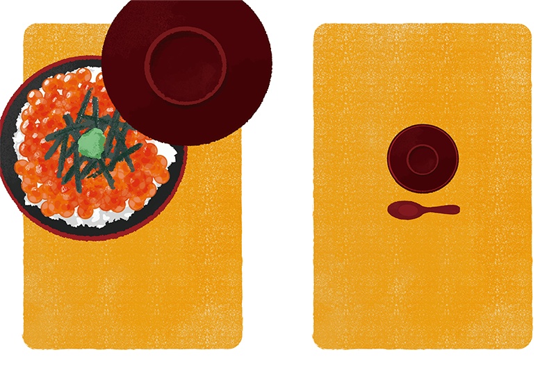 【印刷用】のっけ飯のイラスト素材「同人誌表紙テンプレート素材」