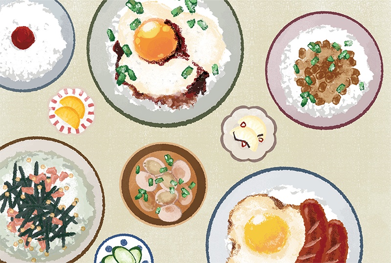 【印刷用】のっけ飯のイラスト素材「同人誌表紙テンプレート素材」