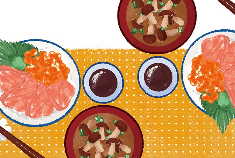 【印刷用】のっけ飯のイラスト素材「同人誌表紙テンプレート素材」