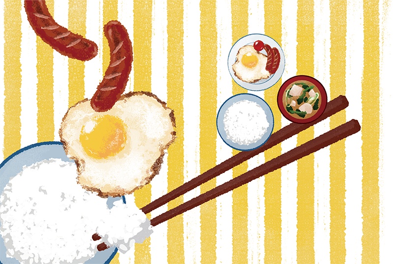 【印刷用】のっけ飯のイラスト素材「同人誌表紙テンプレート素材」