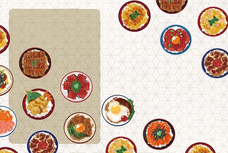 【印刷用】のっけ飯のイラスト素材「同人誌表紙テンプレート素材」