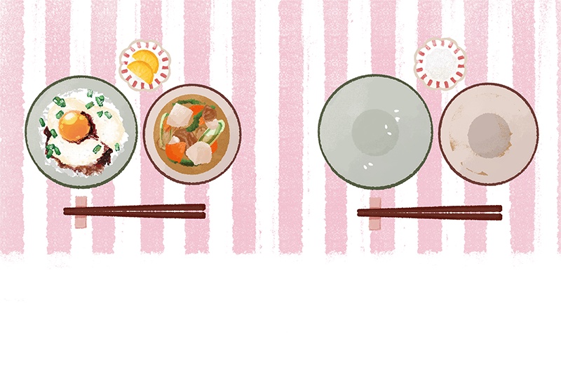 【印刷用】のっけ飯のイラスト素材「同人誌表紙テンプレート素材」