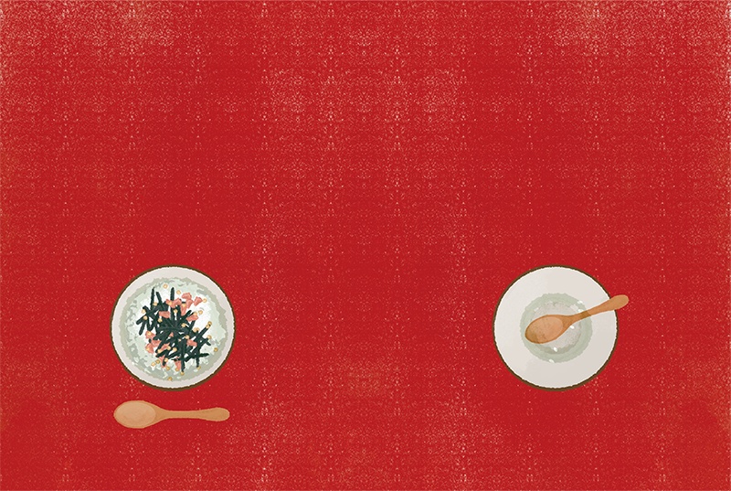 【印刷用】のっけ飯のイラスト素材「同人誌表紙テンプレート素材」