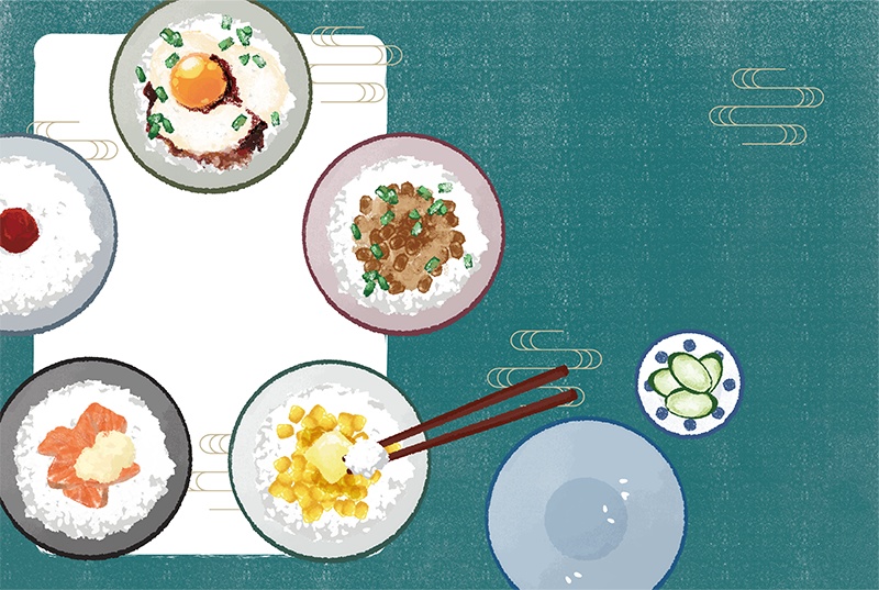 【印刷用】のっけ飯のイラスト素材「同人誌表紙テンプレート素材」