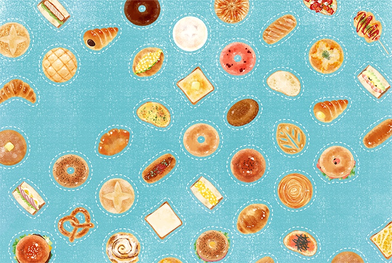 【印刷用】パンのイラスト素材「同人誌表紙テンプレート素材」