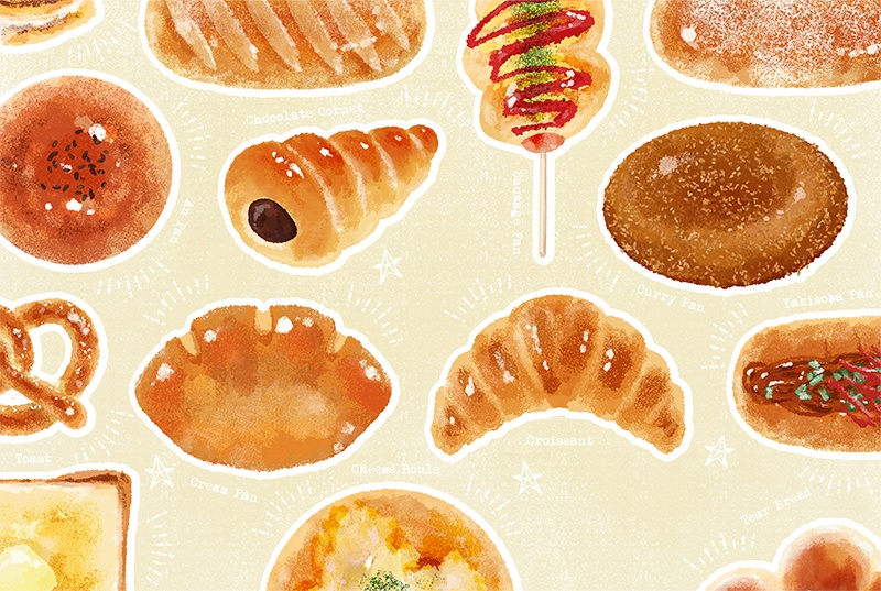 【印刷用】パンのイラスト素材「同人誌表紙テンプレート素材」