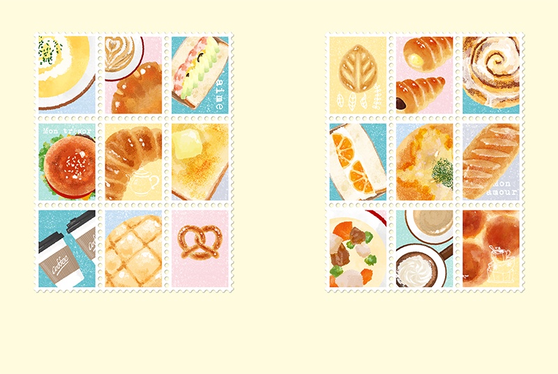 【印刷用】パンのイラスト素材「同人誌表紙テンプレート素材」