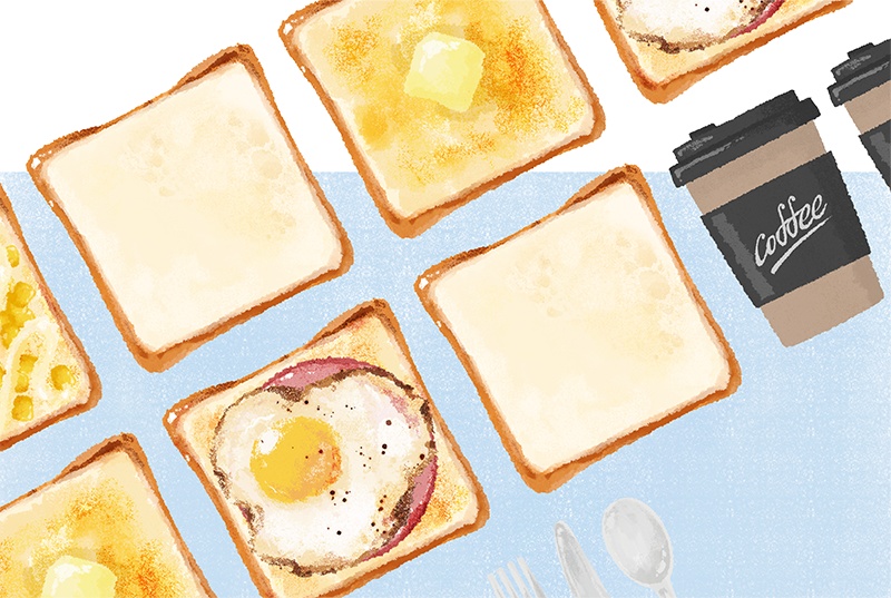 【印刷用】パンのイラスト素材「同人誌表紙テンプレート素材」