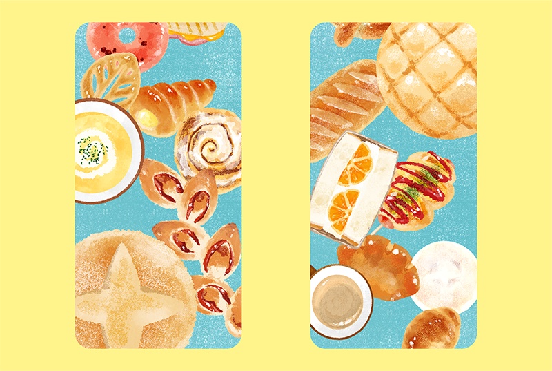 【印刷用】パンのイラスト素材「同人誌表紙テンプレート素材」