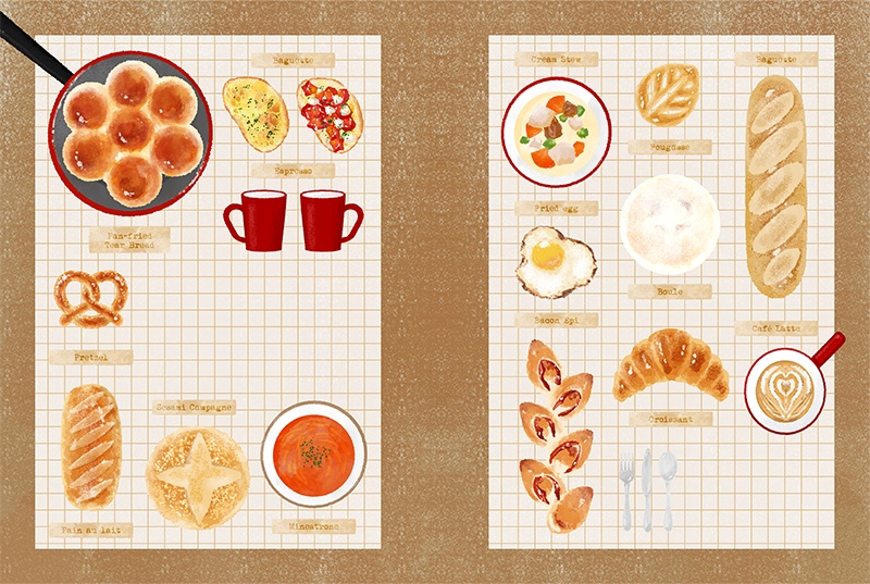 【印刷用】パンのイラスト素材「同人誌表紙テンプレート素材」