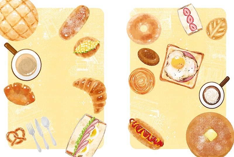 【印刷用】パンのイラスト素材「同人誌表紙テンプレート素材」