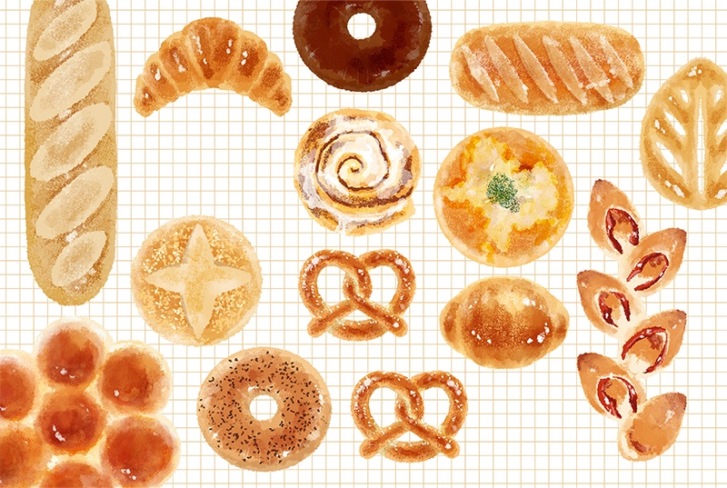 【印刷用】パンのイラスト素材「同人誌表紙テンプレート素材」