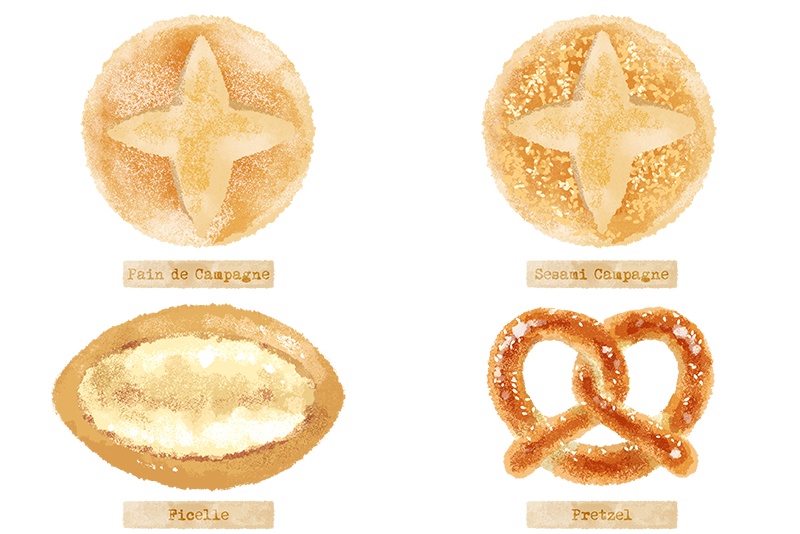 【印刷用】パンのイラスト素材「カスタマイズ素材」