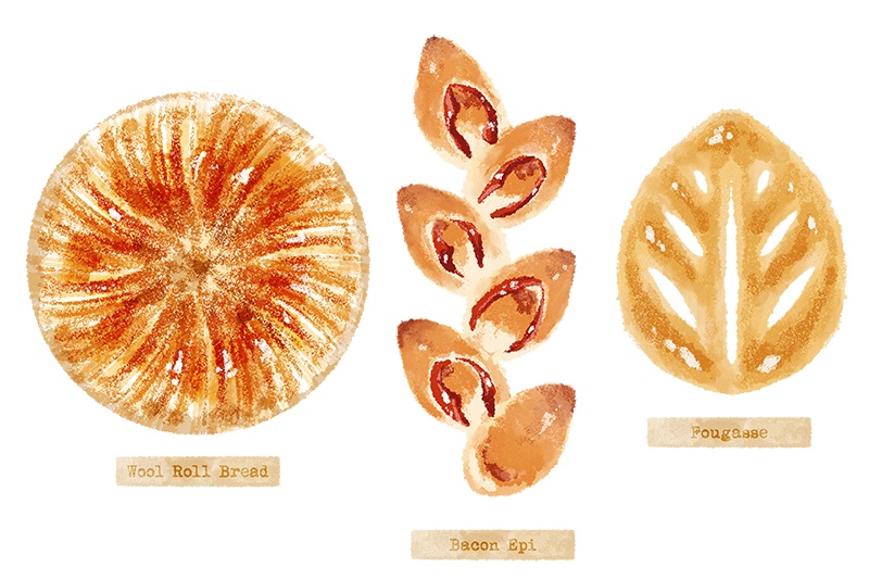 【印刷用】パンのイラスト素材「カスタマイズ素材」
