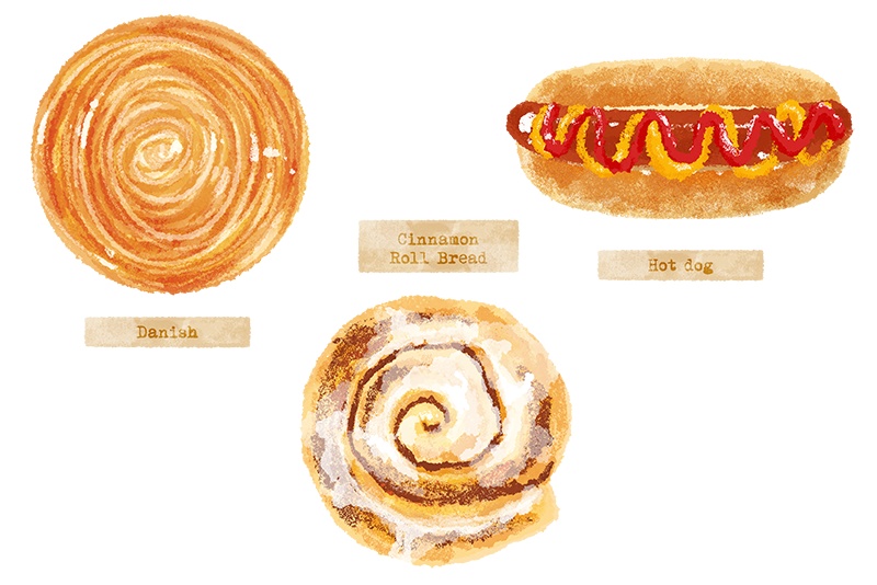 【印刷用】パンのイラスト素材「カスタマイズ素材」