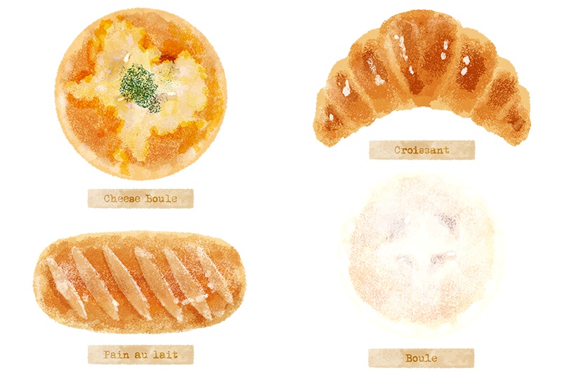 【印刷用】パンのイラスト素材「カスタマイズ素材」