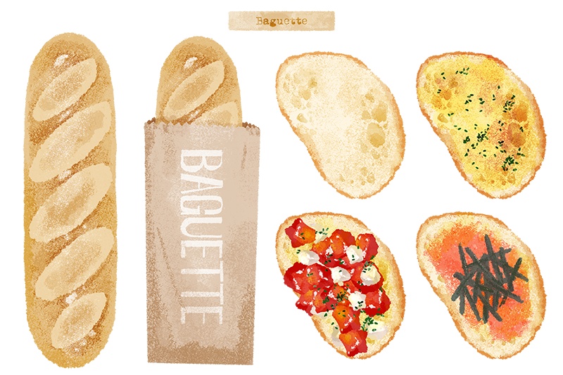 【印刷用】パンのイラスト素材「カスタマイズ素材」