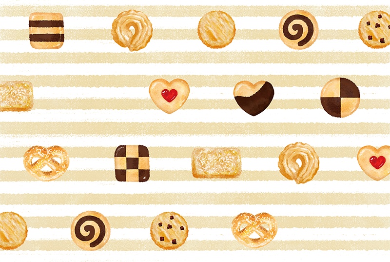 【印刷用】スイーツのイラスト素材「同人誌表紙テンプレート素材」