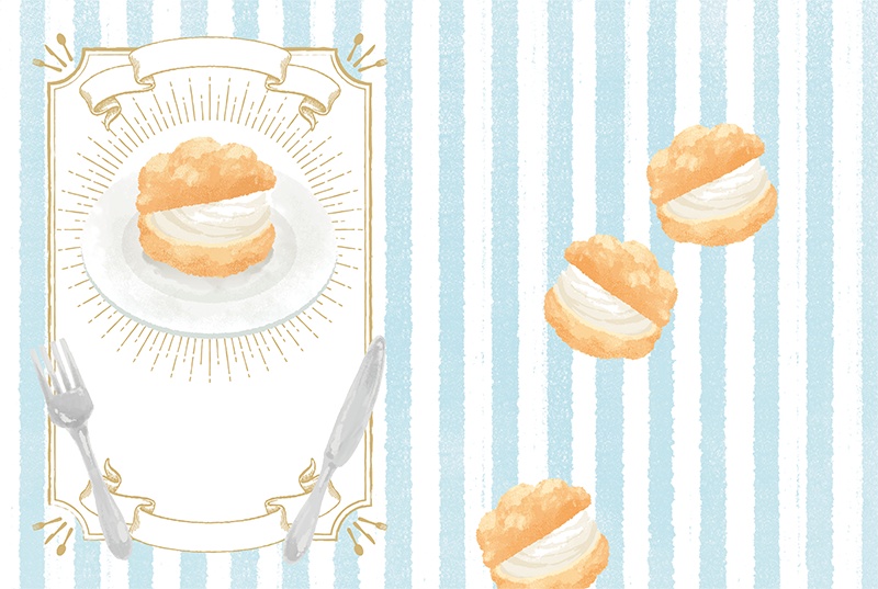 【印刷用】スイーツのイラスト素材「同人誌表紙テンプレート素材」