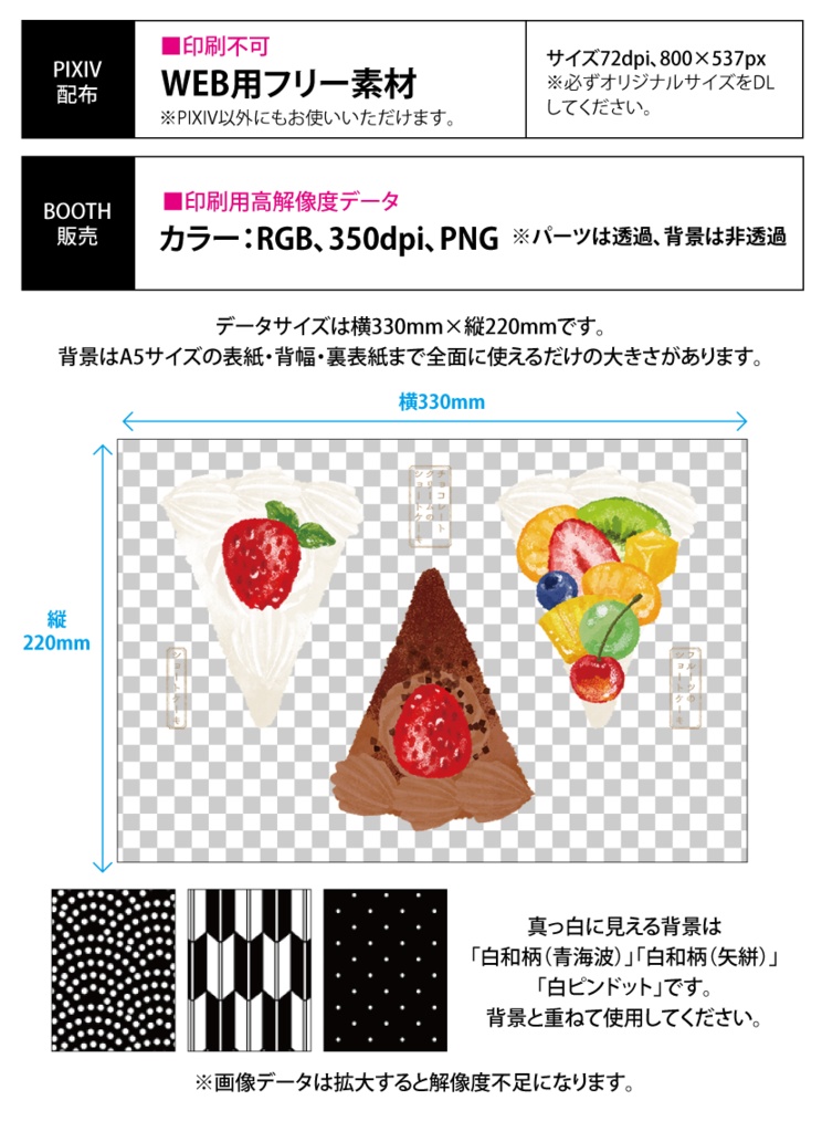 【印刷用】スイーツのイラスト素材「カスタマイズ素材」