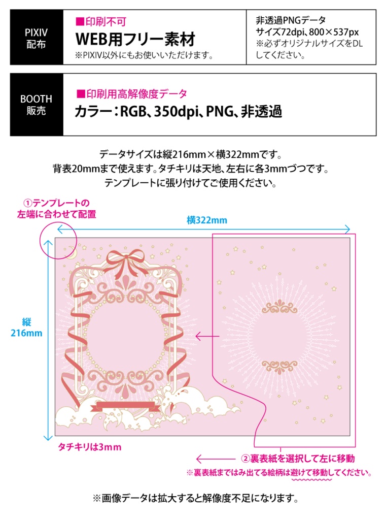 【印刷用】ファンタジーフレーム素材「同人誌A5判テンプレート素材」