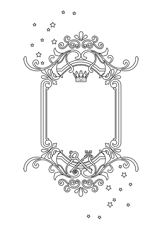 【印刷用】ファンタジーフレーム素材「1色刷り用素材」