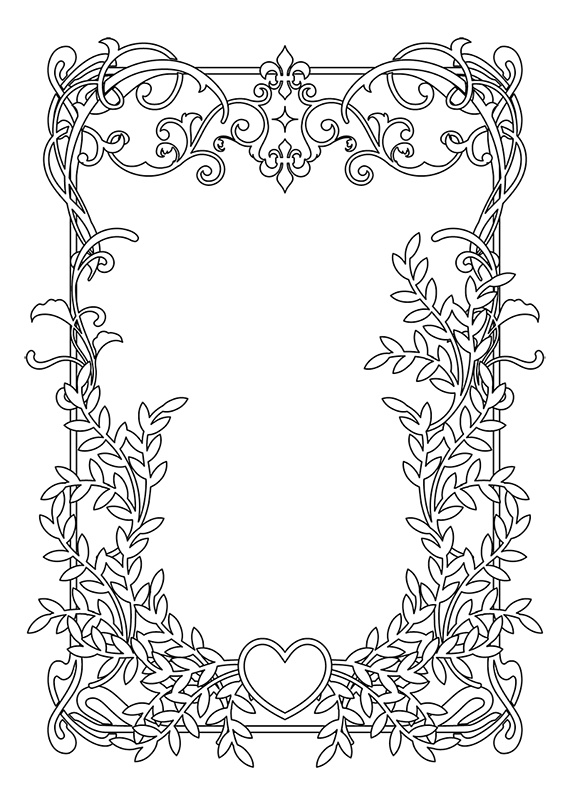 【印刷用】ファンタジーフレーム素材「1色刷り用素材」