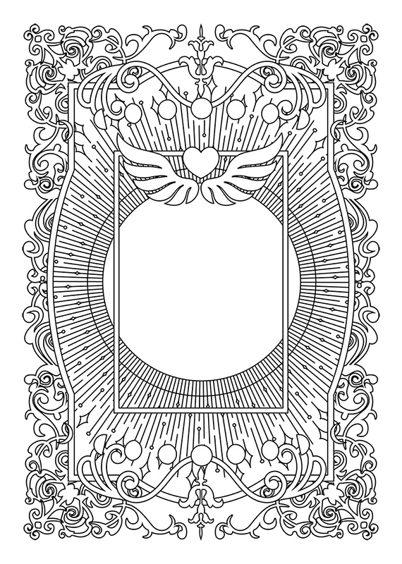 【印刷用】ファンタジーフレーム素材「1色刷り用素材」