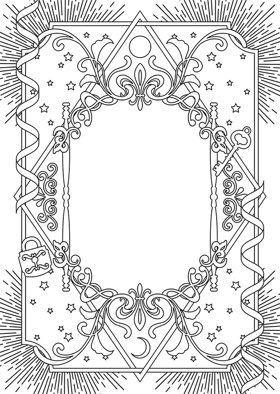 【印刷用】ファンタジーフレーム素材「1色刷り用素材」