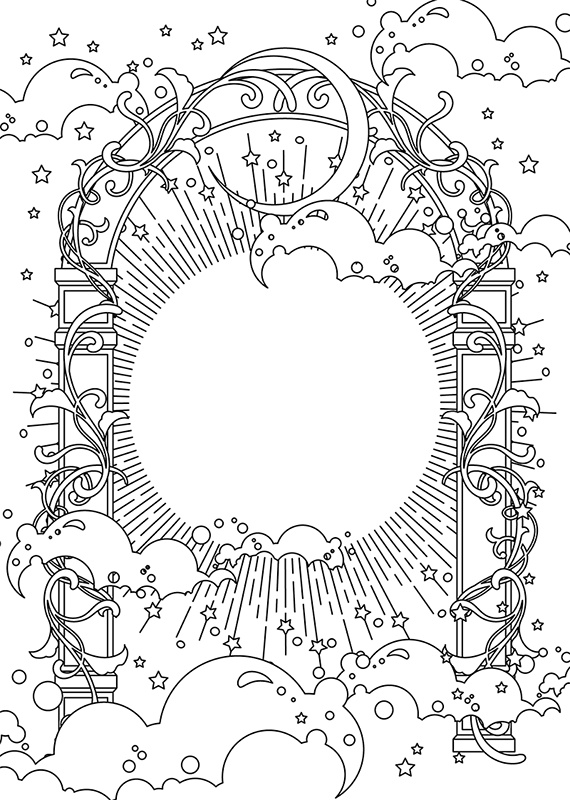 【印刷用】ファンタジーフレーム素材「1色刷り用素材」