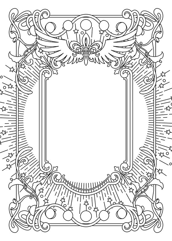 【印刷用】ファンタジーフレーム素材「1色刷り用素材」