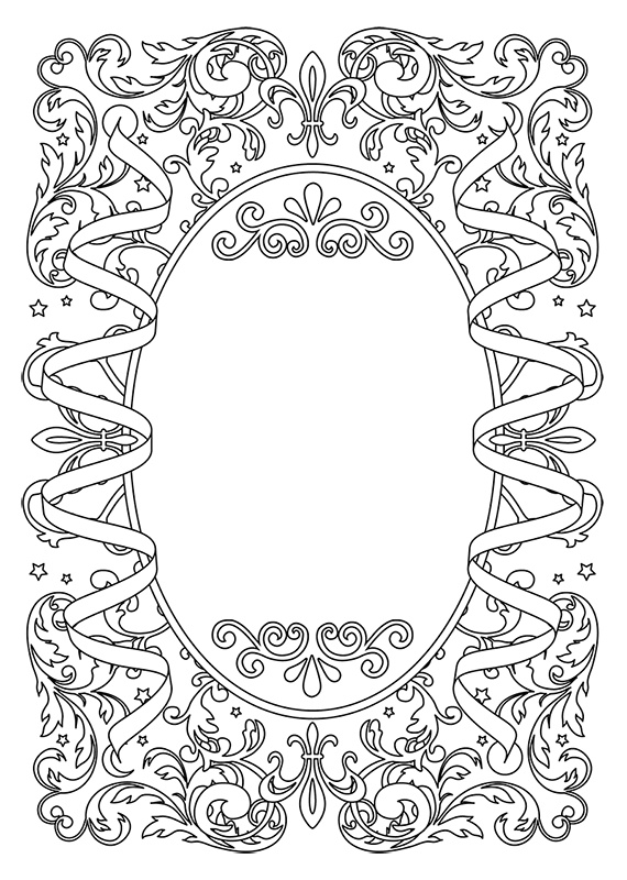 【印刷用】ファンタジーフレーム素材「1色刷り用素材」