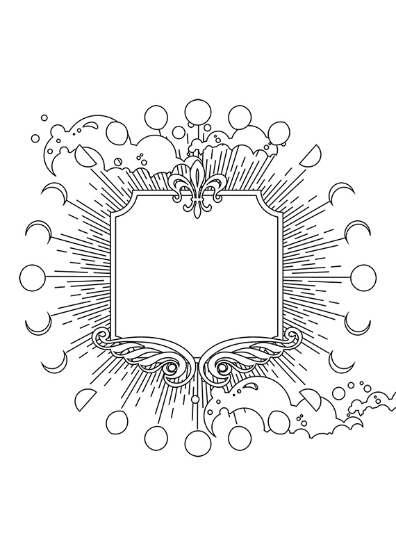 【印刷用】ファンタジーフレーム素材「1色刷り用素材」