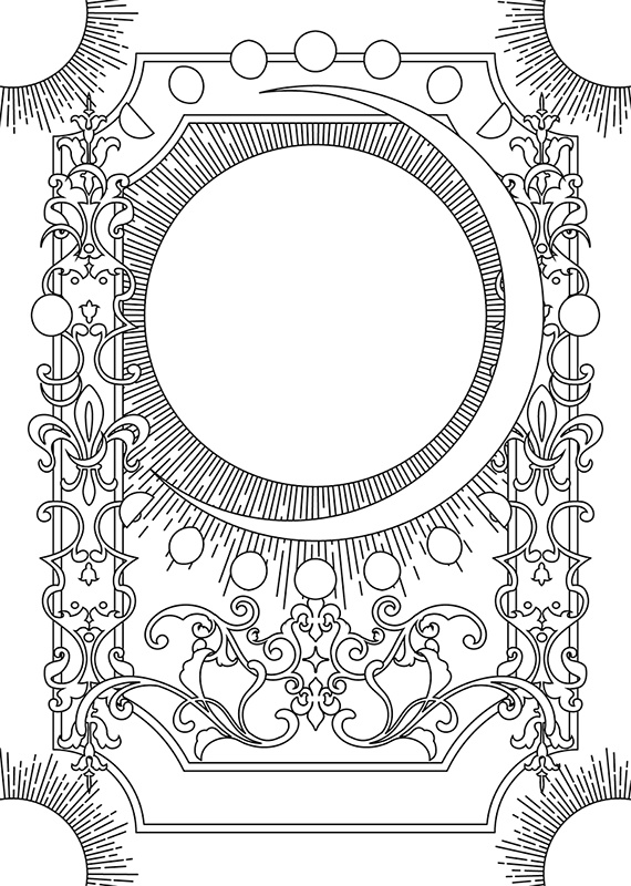 【印刷用】ファンタジーフレーム素材「1色刷り用素材」